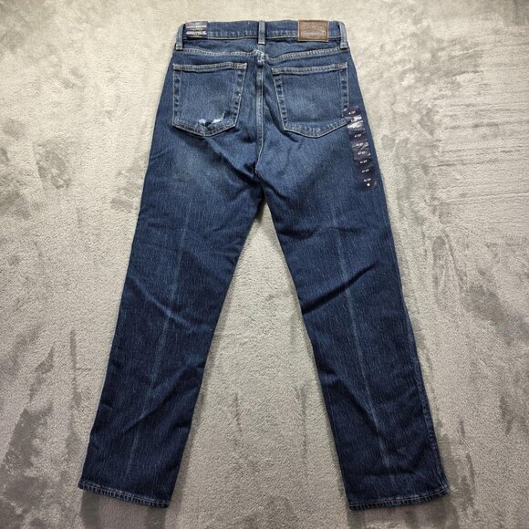 Lucky Brand Jeans Womens 4 27 Blue Authentic Straight Crop Mid Rise Distressed - Picture 2 of 15